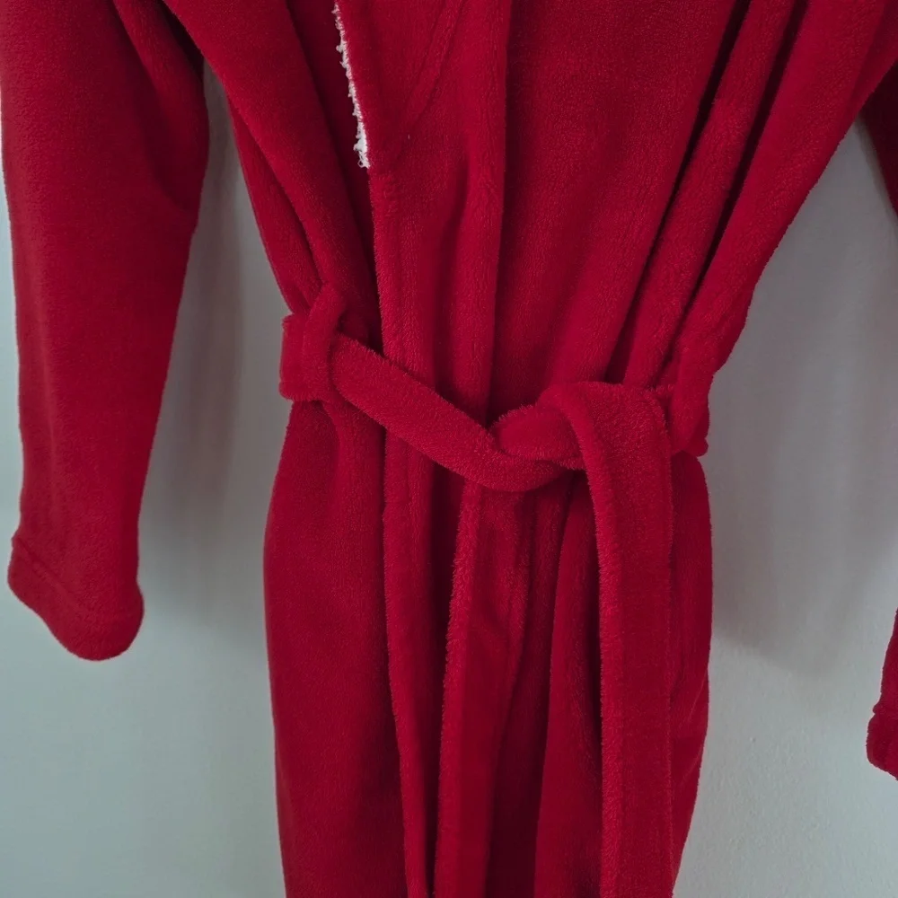 Victoria's Secret Red/White Cozy Hooded Short Robe - XS/S